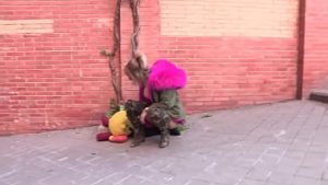 Nue en pleine rue, elle senfonce un cône dans le vagin – Vidéo x